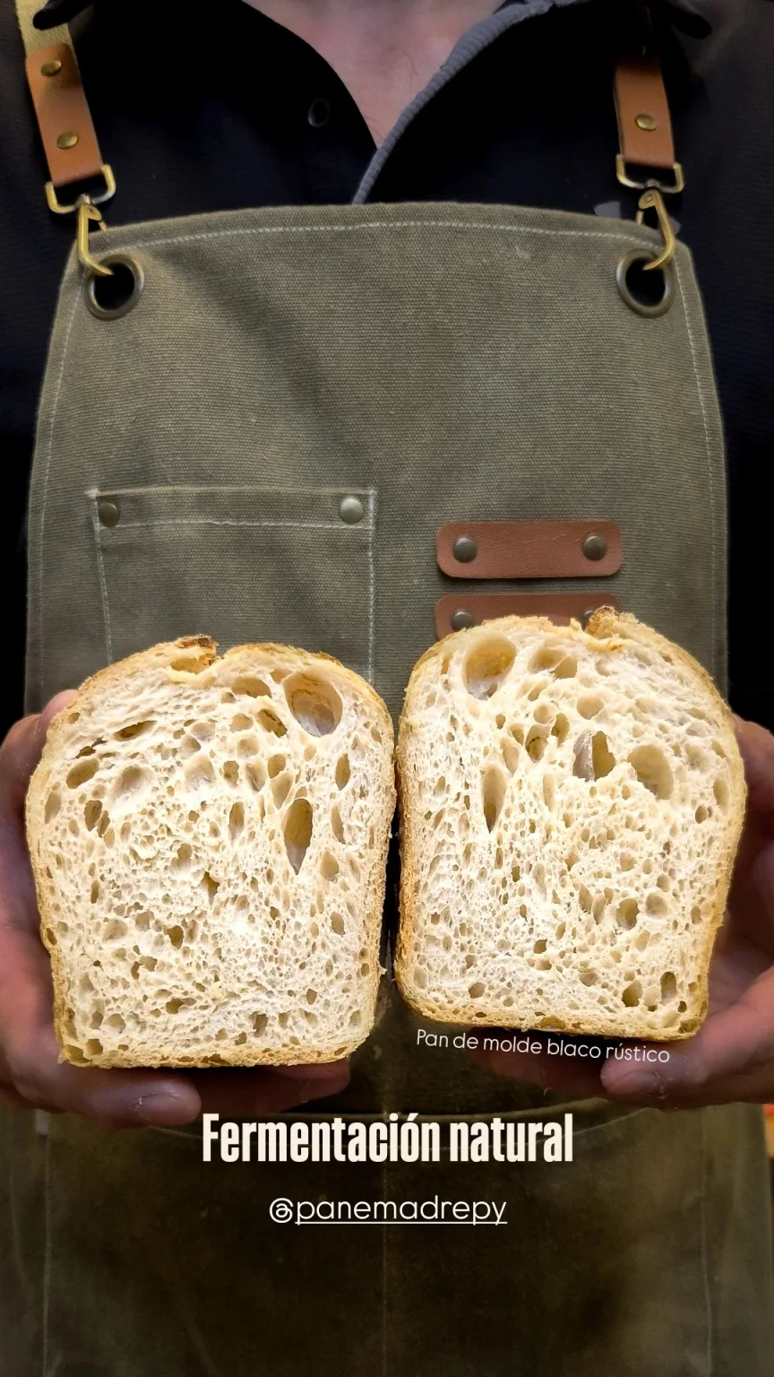 Miga de pan de molde de fermentación natural
